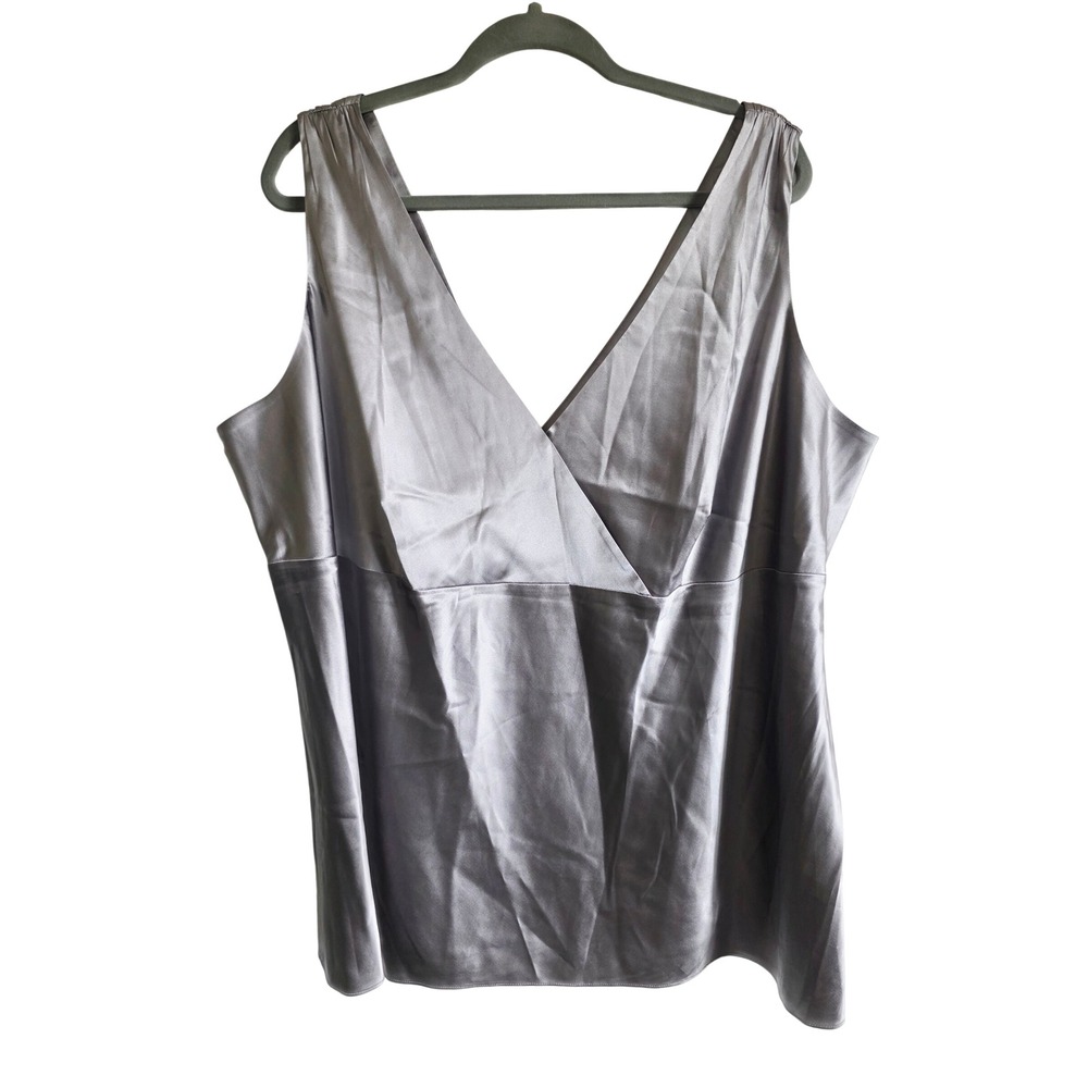 INC International Concepts 24W Pewter Silk Blend Surplice V-Neck Tank Top 3X NWT - Picture 5 of 12